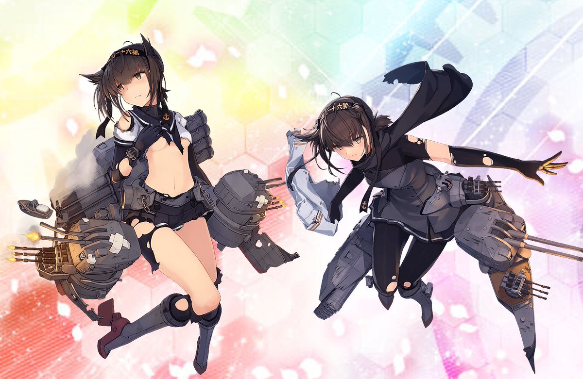 初月改二の中破グラカッコイイな。