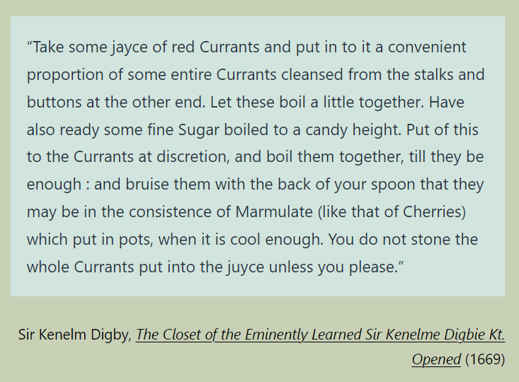 OrchardNotes's tweet photo. Anyone for #C17th marmalade? Sir Kenelm Digby's 1669 'Marmalute of Red Currants' recipe might help. (Or not. It might just confuse the heck out of you instead.)

https://t.co/jFHtkYbO1A https://t.co/rJK5kmmd8e