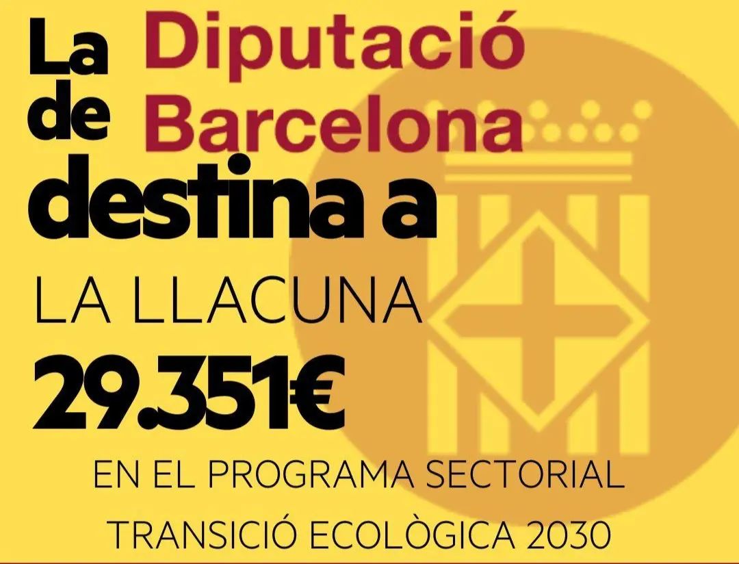 accioxlallacuna's tweet photo. 📣 Fa uns dis la junta de govern de la DIBA va aprovar  el *programa de transició ecològica 2030*.

- el programa té un total de 47.000.000€
- està formaran dues línies: https://t.co/1BGFFLyOY8
