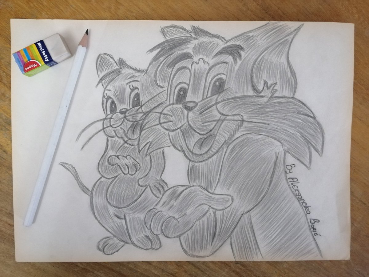 Since I'm working with children I just love to draw. 📝 This is what I drew! ❤️ Tom &amp; Jerry 🐈🐁❤️ I hope you like it. 🙂 Have a blessed Friday everyone. 🙏😇💯 #CartoonArt #cartoon #TomandJerry #drawings #Friday