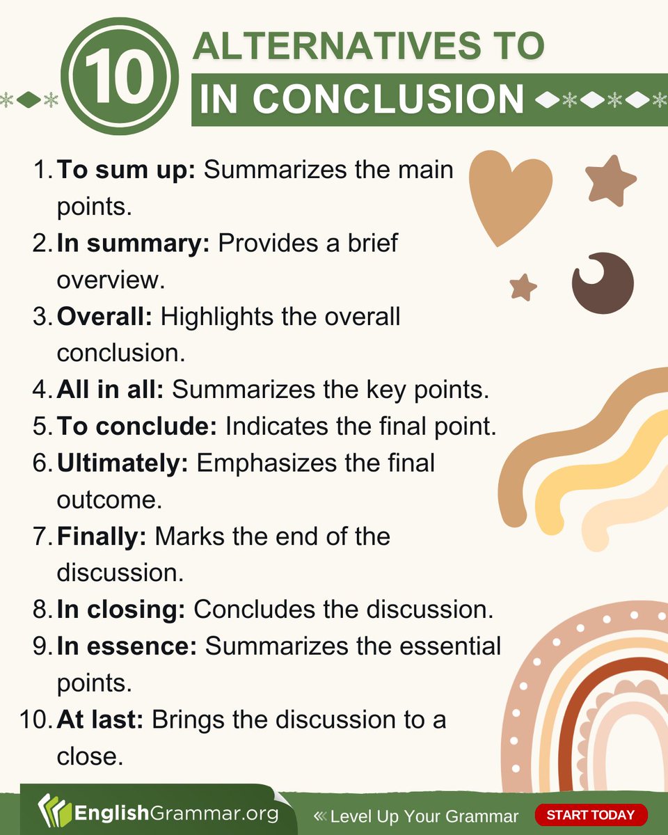 10 Alternatives to "In Conclusion"