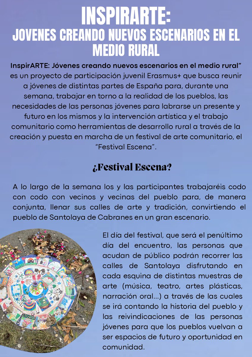 logronojoven's tweet photo. 🧑‍🎨InspirARTE: Jóvenes creando nuevos escenarios en el medio rural 
🗣️La Asociación asturiana "Los Glayus" organiza este proyecto de participación juvenil @EUErasmusPlus 
❗️Fecha límite 5 de Julio
📍 Santolaya de Cabranes
🗓 14 - 22 Julio
👥 25 jóvenes
✍️ℹ️https://t.co/pzZfuSgJjr https://t.co/QS1V9apyY9