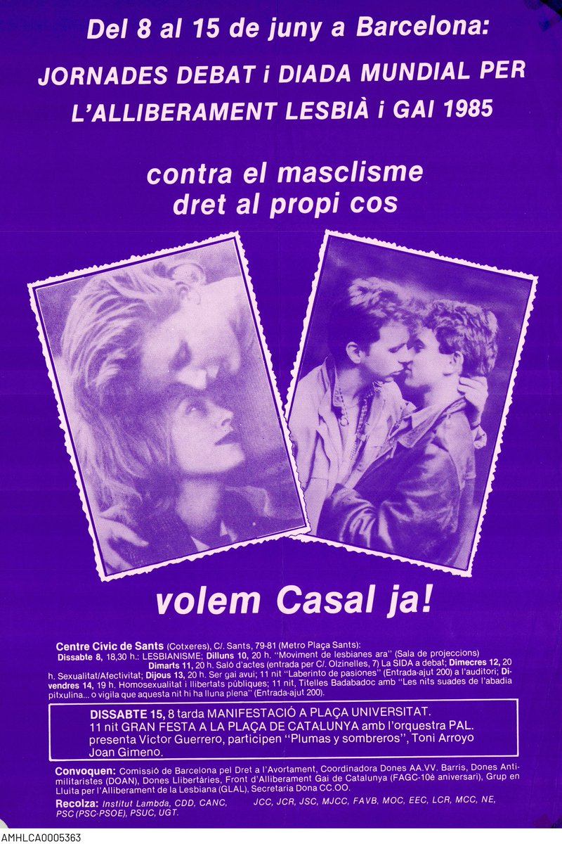LHArxiu's tweet photo. En el #DiaOrgull compartim aquest cartell reivindicatiu de l'any 1985 per recordar la història de lluita del col·lectiu LGTBIQ+!🏳️🌈 https://t.co/AFtoUAtXni