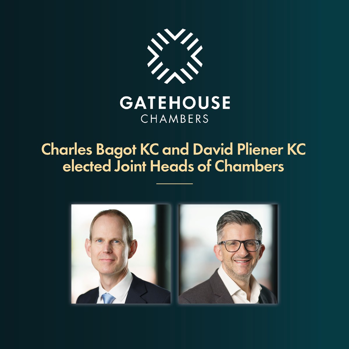 Charles Bagot KC and David Pliener KC elected Joint Heads of Chambers, and heartfelt thanks to Brie Stevens-Hoare KC 👏 <a href="/BagotBriefs/">Charles Bagot KC</a> <a href="/pliener/">David Pliener KC</a> @BrieWhatC  gatehouselaw.co.uk/charles-bagot-…