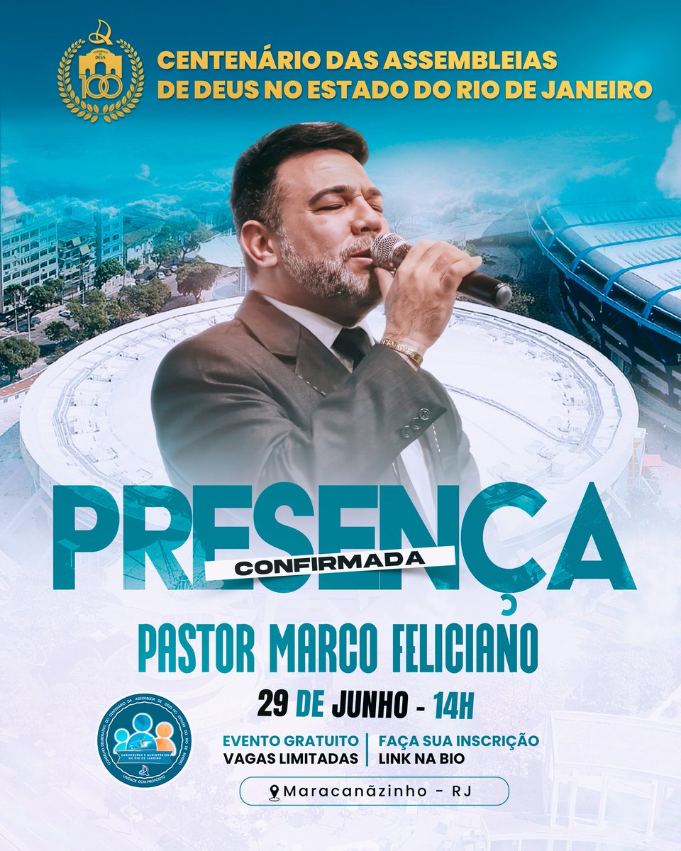 oconvencional's tweet photo. Tá chegando a hora!

Centenário das AD's no Estado do Rio de Janeiro 

Data: 29 de junho
Horário: 14h
Local: Maracanãzinho https://t.co/8H55iqVFo6