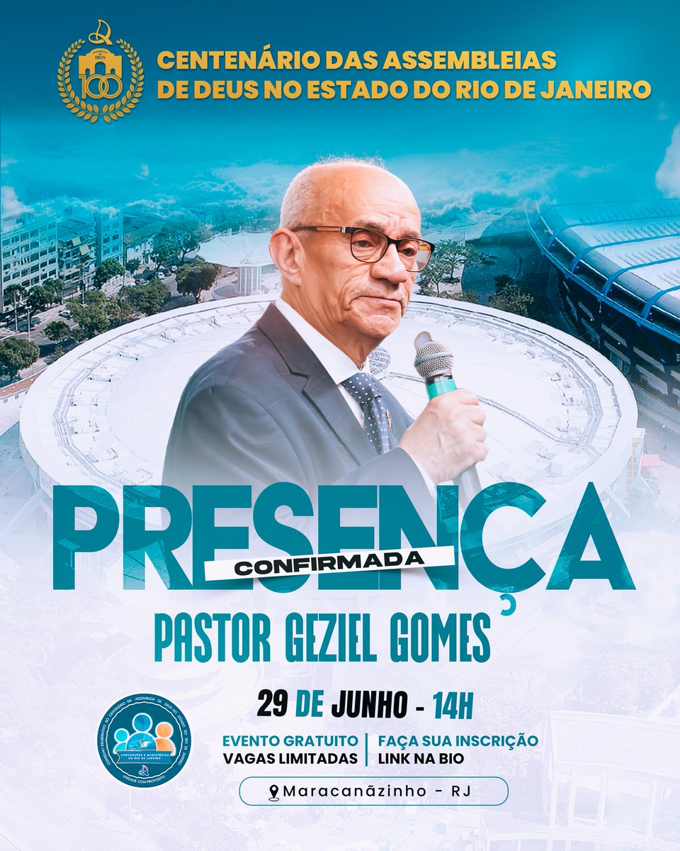 oconvencional's tweet photo. Tá chegando a hora!

Centenário das AD's no Estado do Rio de Janeiro 

Data: 29 de junho
Horário: 14h
Local: Maracanãzinho https://t.co/8H55iqVFo6
