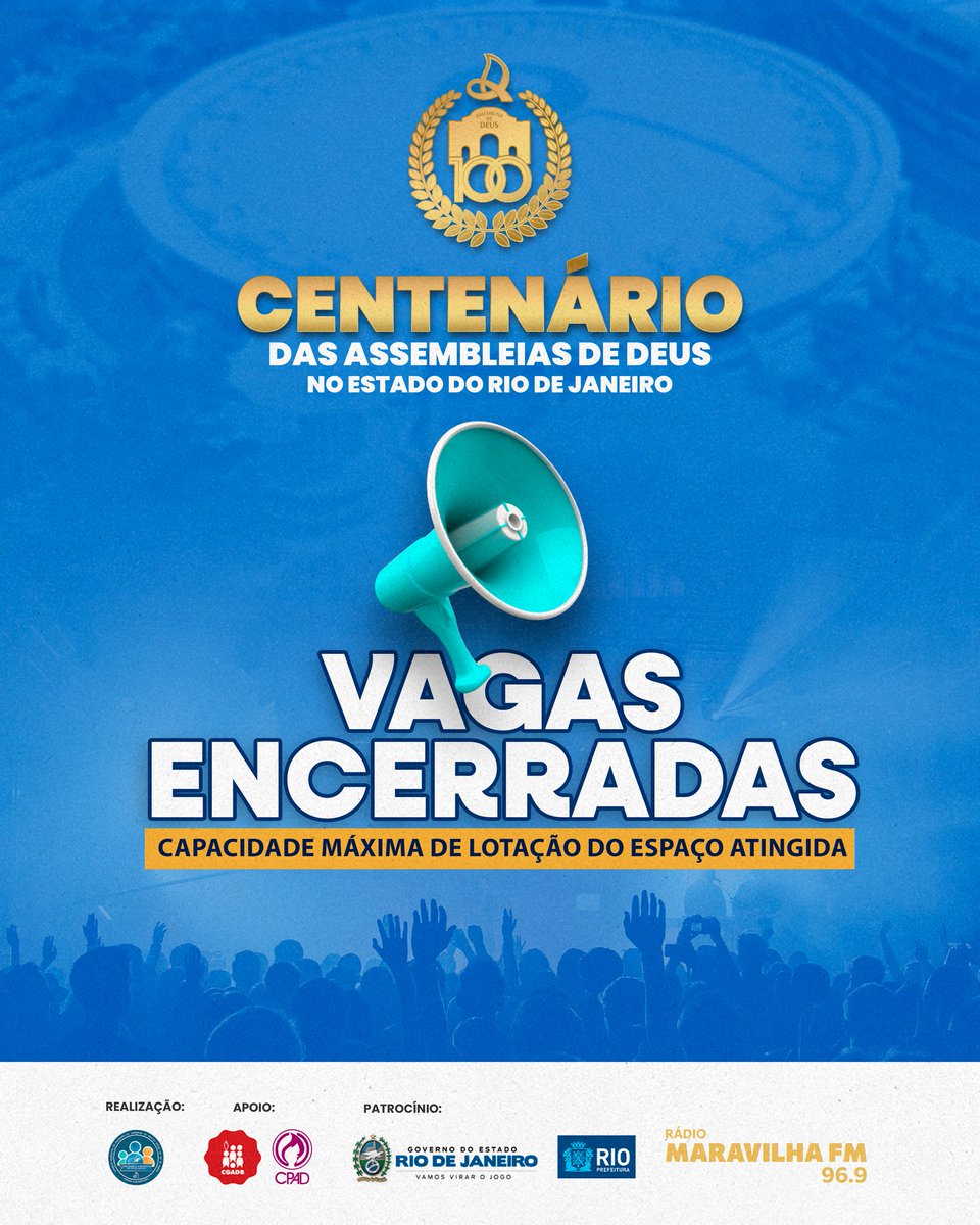 oconvencional's tweet photo. Tá chegando a hora!

Centenário das AD's no Estado do Rio de Janeiro 

Data: 29 de junho
Horário: 14h
Local: Maracanãzinho https://t.co/f1LMH6KBak