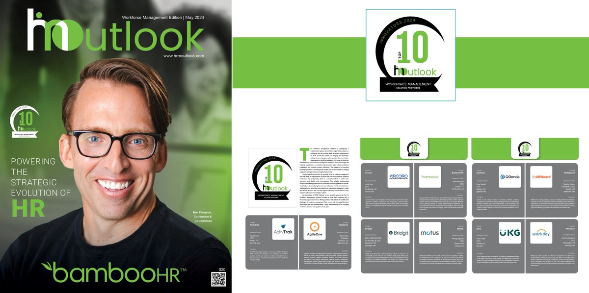 HRMOutlook's tweet photo. Congratulations to every company listed as one of the Top 10 Workforce Management Solution Providers 2024 by HRM Outlook! This remarkable achievement is a testament to the unwavering dedication, innovation, and commitment demonstrated by your entire team. https://t.co/QmdetP1n1h https://t.co/BpvXb84S0P