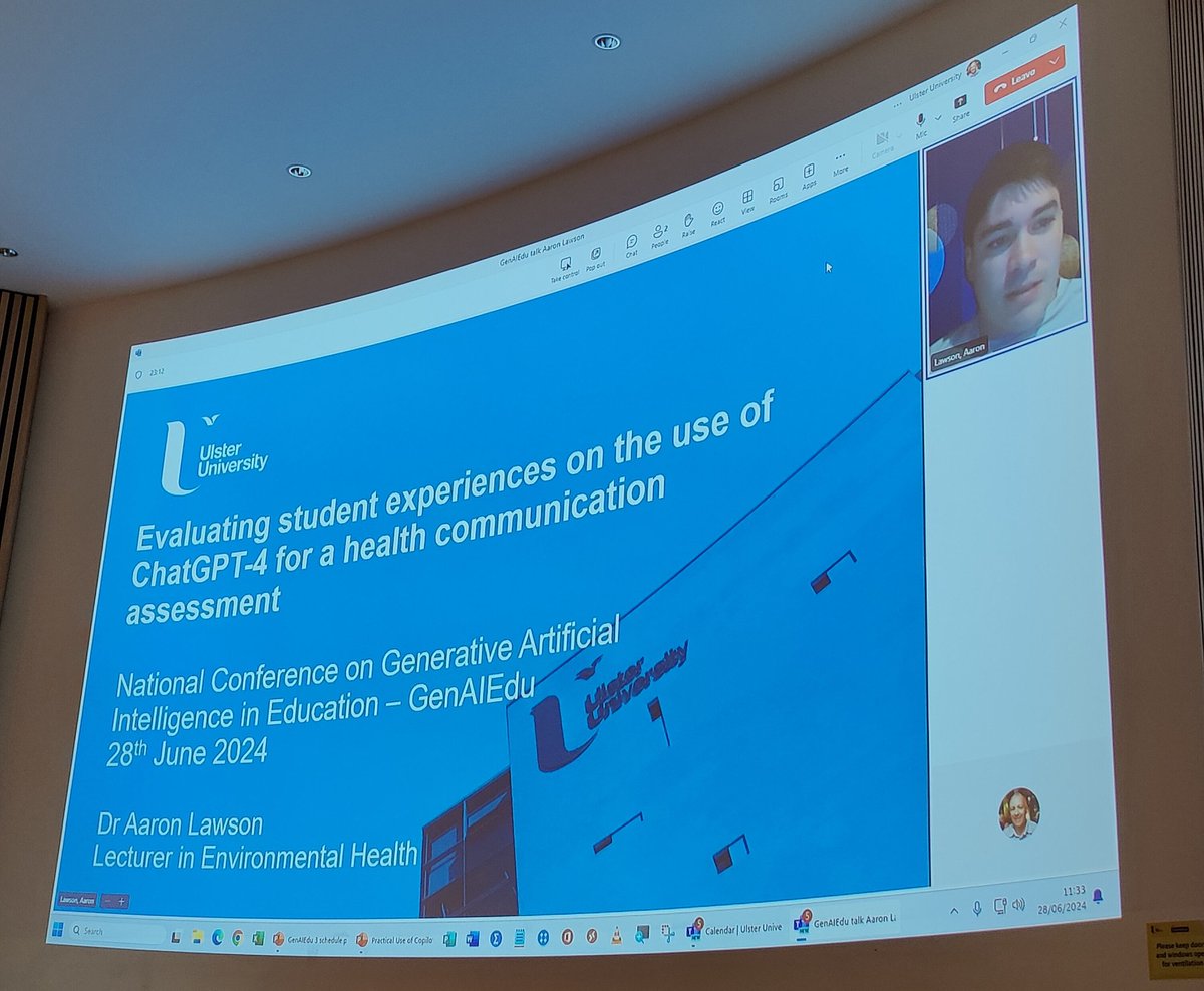 Evaluating student experiences on the use of ChatGPT-4 for a health communication assessment.
Aaron Lawson  (Ulster University) <a href="/GenAiEdu/">genaiedu</a> <a href="/UlsterUni/">Ulster University</a> <a href="/UlsterCompEng/">Ulster Uni SCEIS</a>