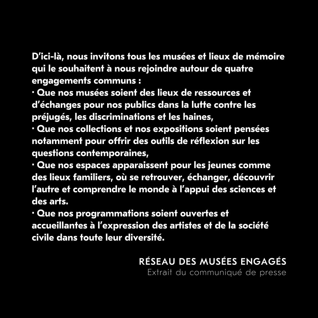 Lutte contre le racisme, l’antisémitisme et l’antitsiganisme : Pour la constitution d’un réseau de musées engagés

Les  28 et 29 novembre 2023, plus de vingt musées, d’art, d’histoire, de  société et lieux de mémoire, présents sur l’ensemble du territoire  national se sont réunis