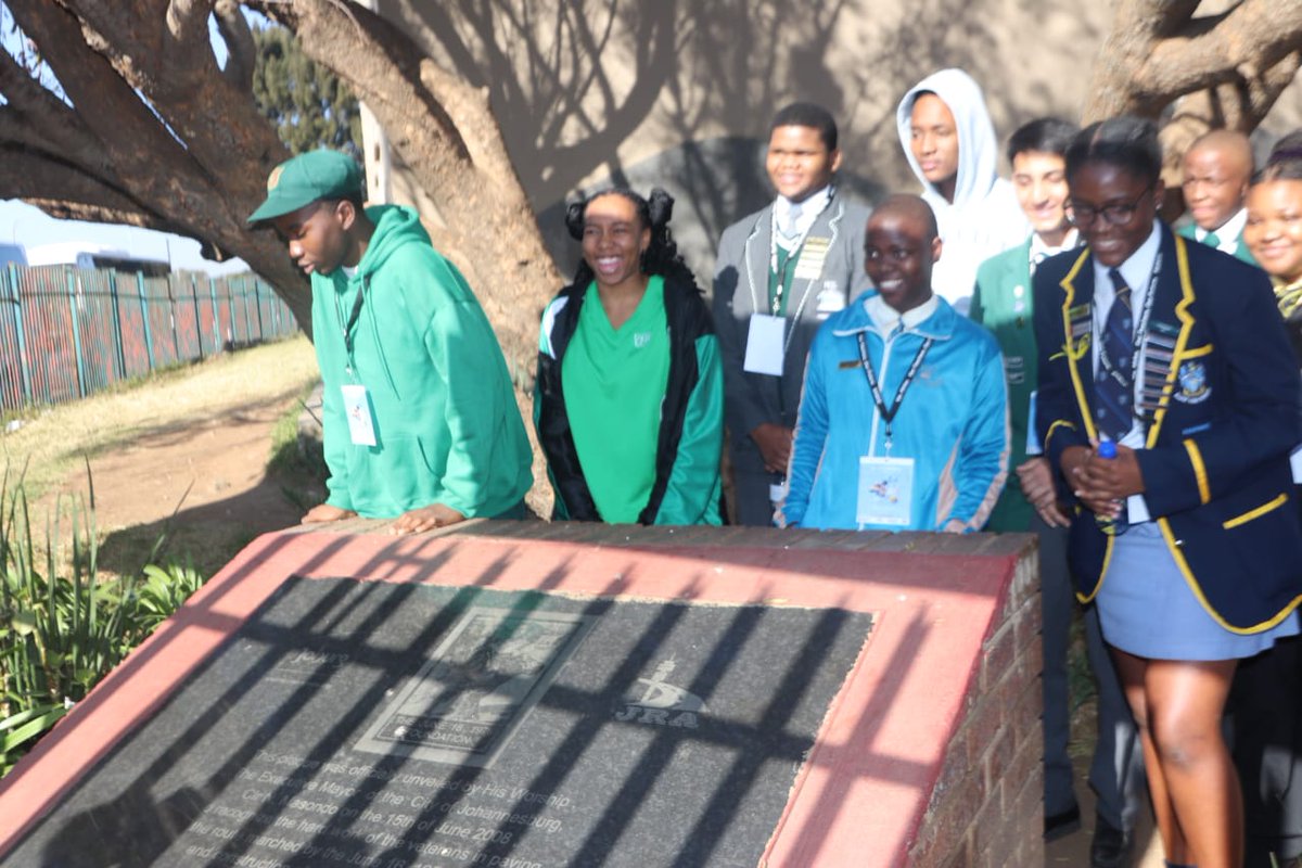 DBE_SA's tweet photo. Day 2 of the #RCL2024Conference kicked off with a guided tour of Soweto, with the 95 RCL representatives retracing the steps of the 1976 student uprising. https://t.co/tPUkgs33Zm