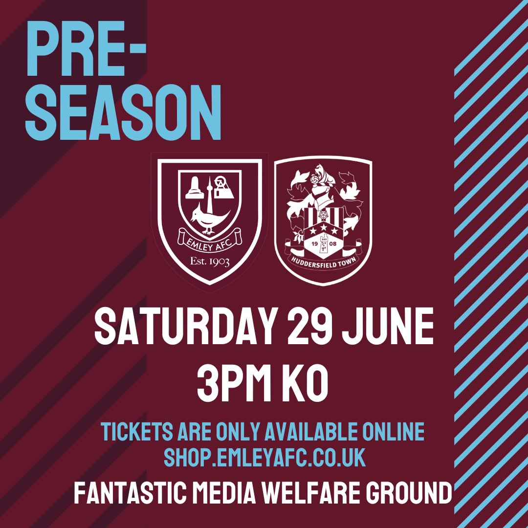 Football is back in Emley tomorrow afternoon 🙌

If you plan to come to the game, buy a ticket on our online club shop.

❌ No ticket, no entry, there will be no pay on the gate

Emley AFC v <a href="/htafc/">Huddersfield Town</a> 

🎟️ Buy tickets  shop.emleyafc.co.uk/product/emley-…

Adult £15 | Concessions £10 

#UTP