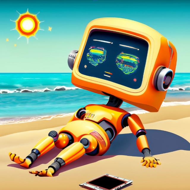#FunFriday Congratulations on a great year everyone! Happy Last Day of school! Bring on summer! Channelling this <a href="/AdobeExpress/">Adobe Express</a> text to image pic of technology on the beach 🏖️

#UDL #AssistiveTechnology #inclusion #accessibility #tdsb