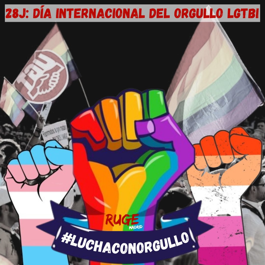 ruge_madrid's tweet photo. Hoy es el Día Internacional del #OrgulloLGTBI🏳️🌈🏳️⚧️
Reivindicamos la #LuchaConOrgullo 🌈✊🏽para conquistar derechos💪🏽, construir una sociedad igualitaria 🟰 y terminar con la lgtbifobia‼️
#OrgullodeSindicato🤝🏾
#MadridOrgullo2024 🏳️🌈🏳️⚧️
#RUGEporTusDerechos🦁 https://t.co/KXEUvKcI8w