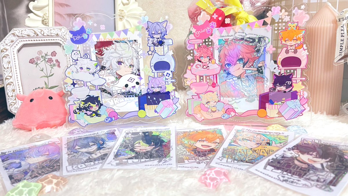 にじそうさく09 箔プリントのチェキ風とチェキスタンドのセットに