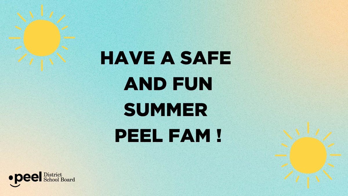 It’s the last day of school !  We are #PeelProud of all of our students and staff for all your hard work and achievements throughout this school year. We hope you enjoy this well-deserved summer break.

 What was your favourite memory from the 2023-24 school year?