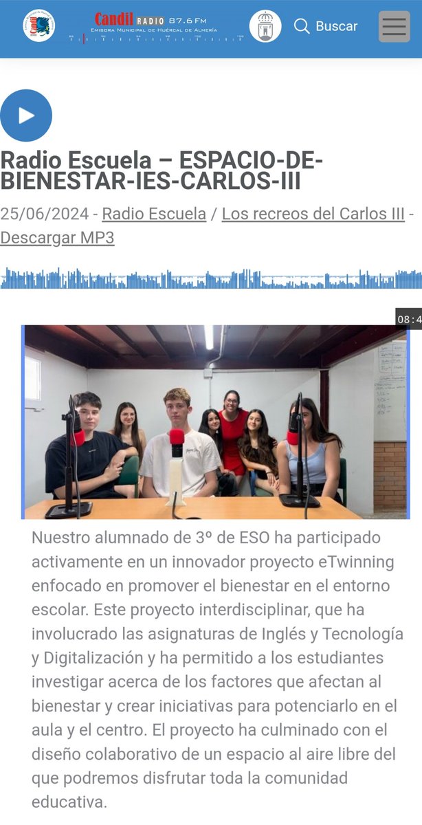 Por si os apetece escuchar un poco más sobre el proyecto #etwinning All is well that is well...being! Orgullosa de mi alumnado y del gran trabajo que ha realizado candilradio.com/audio/radio-es…
<a href="/CarlosIII_IES/">IES CARLOS III - AGUADULCE</a> <a href="/eTwinning_es/">eTwinning España</a> <a href="/eTwin_Andalucia/">eTwinning Andalucía</a> <a href="/eTwinningEurope/">eTwinningEurope</a> <a href="/EducaAnd/">Consejería Desarrollo Educativo y FP</a> <a href="/CandilRadio/">Candil Radio</a>