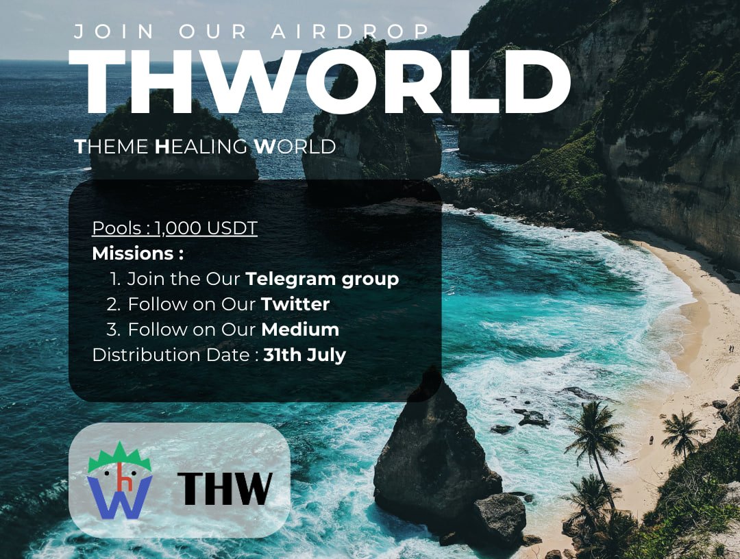 💵THW Airdrop Is Live!!!!!!

Participate in our #Airdrop and earn 2 USDT.

Airdrop:
t.me/ThemeHealingAi…

Airdrop rewards will be distributed to winner around August 5th and 400 lucky random (400 winners in total) participants will be rewarded.