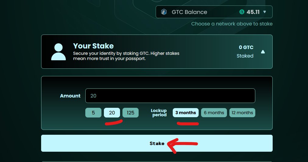 گیت کوین پاسپورت <a href="/gitcoin/">Gitcoin</a> اومده از سیستم استیکینک جدید خودش رونمایی کرده که با 40 توکن میشه 7 امتیاز گرفت اونم روی لایه 2 اوپی $OP و اربی $ARB
من روی اربی میزنم
اول 40 تا توکن GTC بخرید که الان بازار ریخته قیمت خوبیه و برو به این سایت
stake.passport.xyz