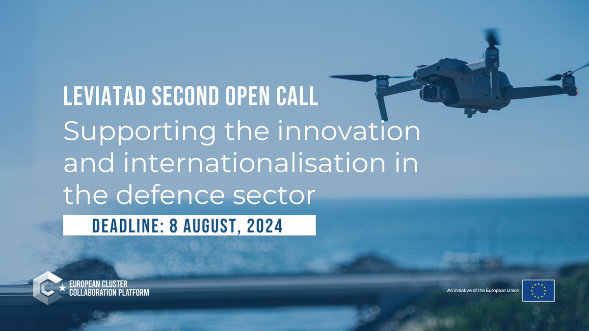 🚨Financial support for EU SMEs and start-ups in the defence sector!

⏳8 August
💶Up to €20.000 per project

Objectives:
🎯Foster innovation, green &amp; digital transition
🎯Increase the presence of EU SMEs in the international value chains

More👉#ECCP: 
clustercollaboration.eu/content/suppor…