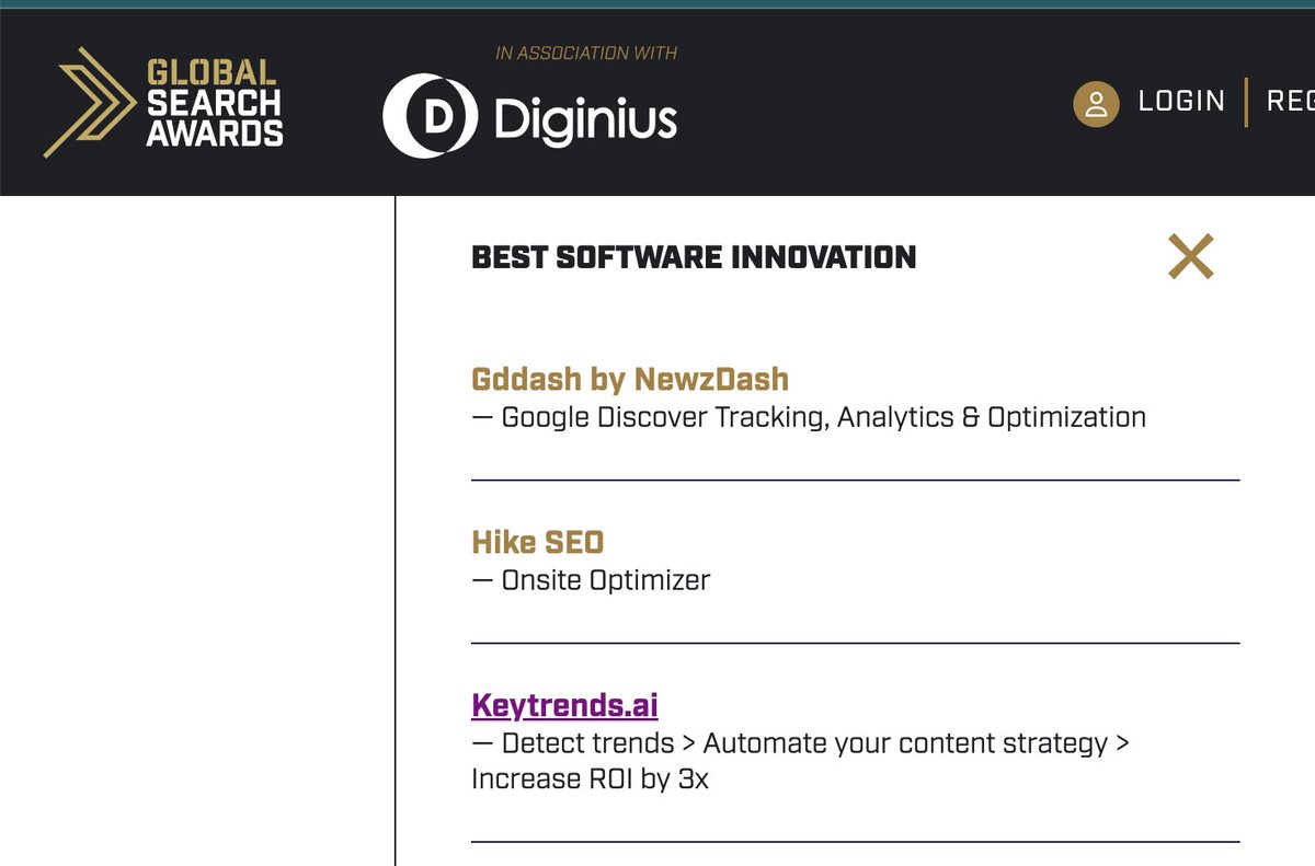 Yipee! We are finalists of the Global Search Awards with <a href="/keytrends_ai/">Keytrends.ai</a>   We are delighted to go to the final of the global search awards in the category of Best Software innovation. 🚀 Very proud of my team! 🙌