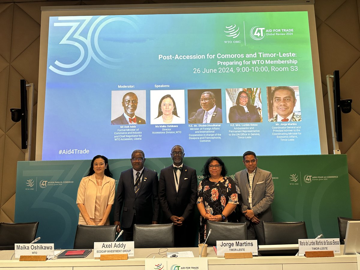 Maika Oshikawa (@oshikawamaika) on Twitter photo Preparing for <a href="/wto/">WTO</a> Membership: Moderated by <a href="/AxelAddy/">Axel M. Addy</a> 🇱🇷, #Comoros & #TimorLeste presented their Post-Accession Strategies to partners at #Aid4Trade Global Review. Thanks to Minister <a href="/DDhoulkamal/">Dhoihir Dhoulkamal Officiel</a> 🇰🇲 & Amb <a href="/lurdes_bessa/">Lurdes Bessa</a> 🇹🇱 for sharing their visions & partners for continued support Preparing for <a href="/wto/">WTO</a> Membership: Moderated by <a href="/AxelAddy/">Axel M. Addy</a> 🇱🇷, #Comoros & #TimorLeste presented their Post-Accession Strategies to partners at #Aid4Trade Global Review. Thanks to Minister <a href="/DDhoulkamal/">Dhoihir Dhoulkamal Officiel</a> 🇰🇲 & Amb <a href="/lurdes_bessa/">Lurdes Bessa</a> 🇹🇱 for sharing their visions & partners for continued support