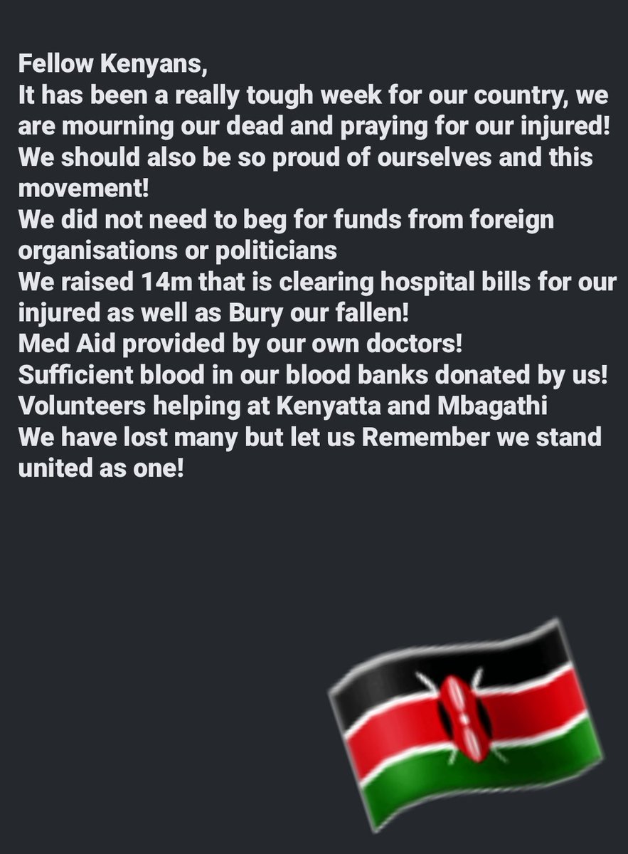 MsShifa's tweet image. My heart hurts and cries from the senseless loss of life! but my soul is hopeful by how this movement has united us as Kenyans! A big thank you to @Honeyfarsafi
@Osama_otero @bonifacemwangi    our brave frontliners(not leaders) for your hardwork! #Kenyapamoja
