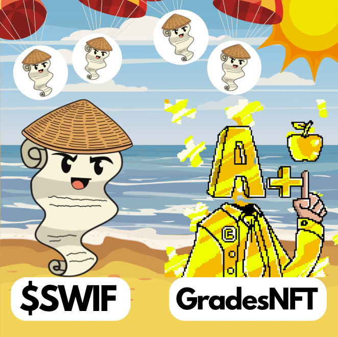ScrollWifHat's tweet photo. Final $SWIF Airdrop Partnership! 🥳

We're allocating 1% of our $SWIF airdrop allocation to all future @GradesNFT Holders. 

To celebrate we're giving away 10 WL spots for the upcoming mint! 👇

- Follow @ScrollWifHat 
- Like &amp; Retweet this post
- Comment #ScrollSummer https://t.co/2vSXXFkMmq