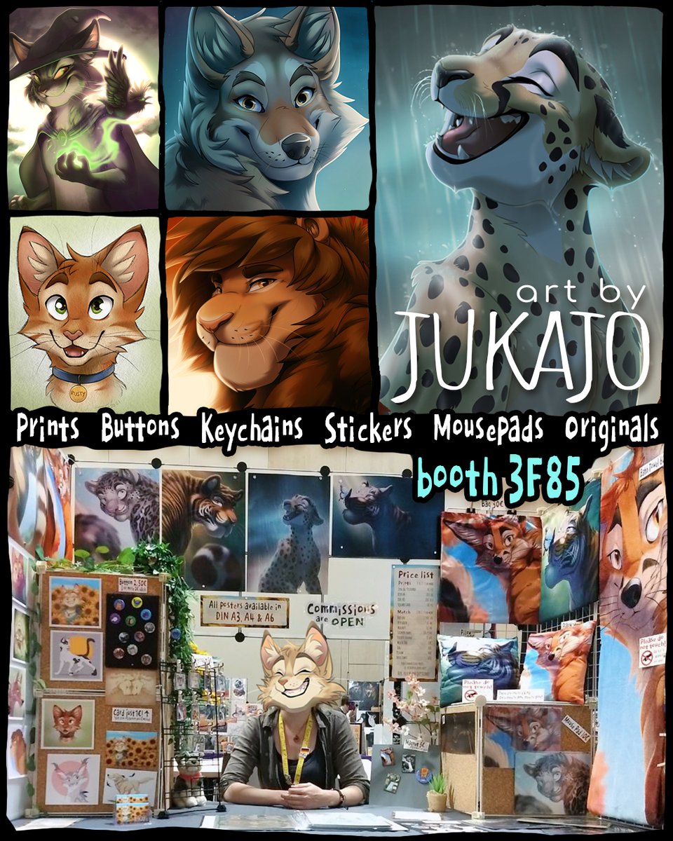 JukajoArt's tweet photo. Guess what? It's #DoKomi time!  
Come find me at booth 3F85 - that's hall 3, row F, booth 85 🌻 right next to my amazing neighbors @Rudzikfa @anoroth_art and @Panthera_Arven 🥰 wishing everyone who goes a fantastic convention!
#DoKomi2024 https://t.co/NMaHXoryWi