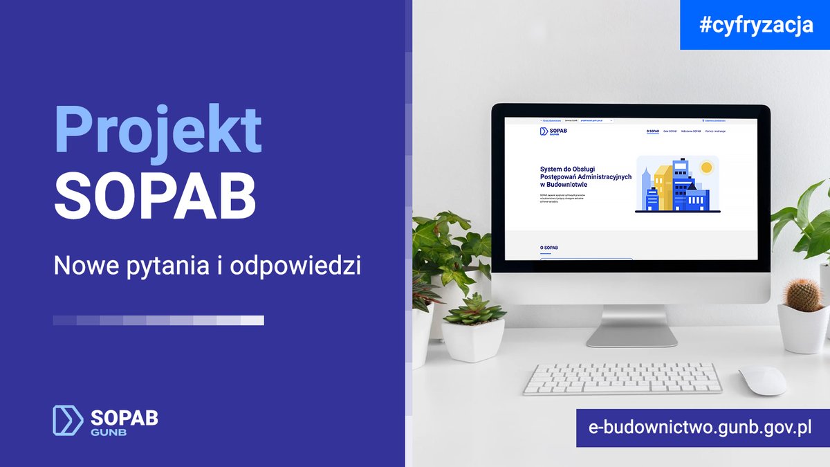 GUNB_Urzad's tweet photo. 📢Zapraszamy na naszą stronę internetową po kolejną porcję pytań i odpowiedzi nt. Systemu do Obsługi Postępowań Administracyjnych w Budownictwie #SOPAB 👇👇👇
https://t.co/5yZ3Li4be9
Zachęcamy do regularnego odwiedzania zakładki "cyfryzacja" po nowe wiadomości ❗️
#GUNB #GINB https://t.co/sp9Mmw7sqK