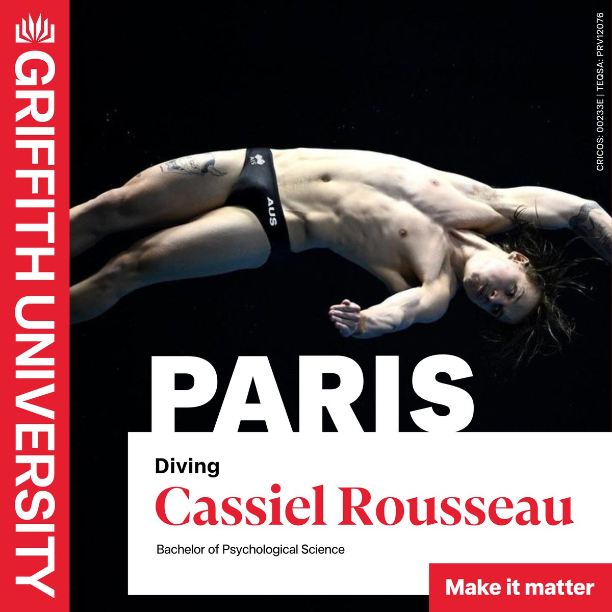 Griffith_GSC's tweet photo. Best of luck to @Griffith_Uni student athlete Cassiel Rousseau who will rep Australia in Paris for his second Games. 🙌
#GriffithUni #GriffithSportsCollege #EliteAthleteProgram https://t.co/dJGDuiGBMR