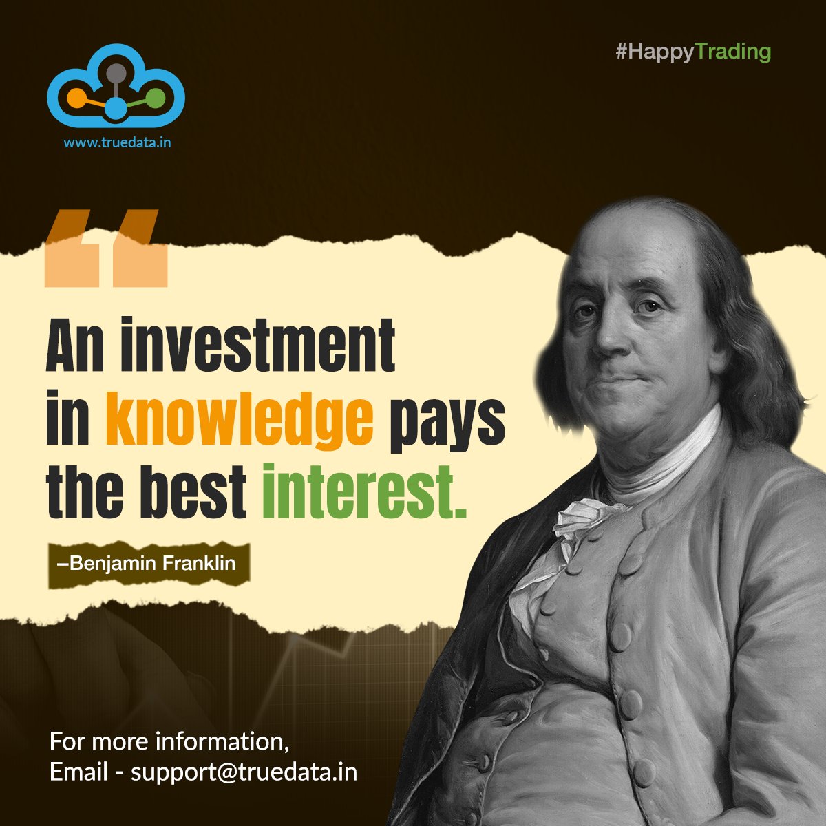 truedata1's tweet photo. An investment in knowledge pays the best interest." — Benjamin Franklin

https://t.co/sCALXEEtSE

#TrueData #BenjaminFranklin #TradingPsychology #Investment #DataPlugin #StockMarket #investmentrule #TradingRule #trader #trading #investor #investing https://t.co/IhPmSH4kkU