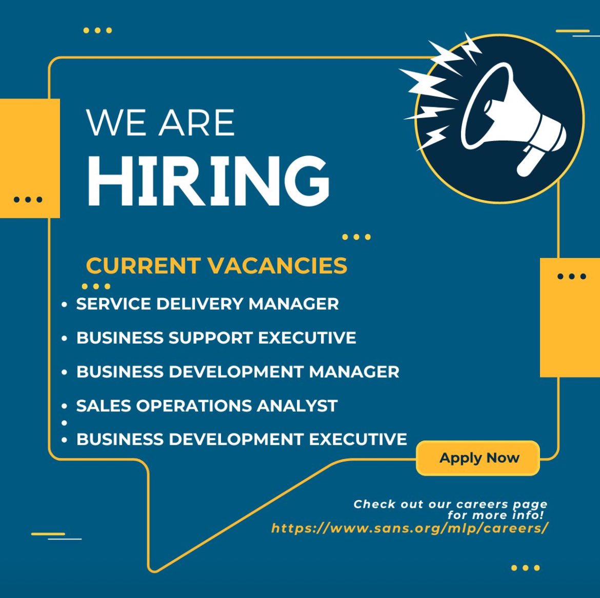 ✨We are hiring! ✨

Since joining our UKINI sales team last year as a Business Support Executive, there’s been an increasing demand for more BSE’s to join our team! 

More information here:
sans.org/mlp/careers-gl…