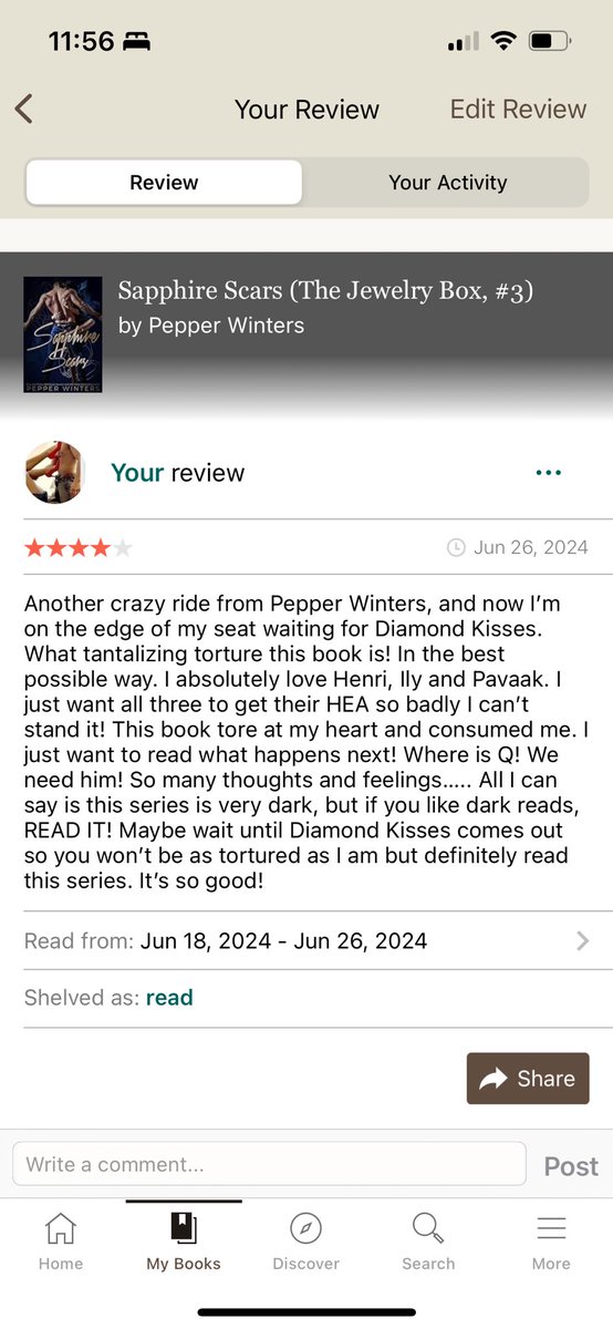 JilynM's tweet photo. 📚Review of Sapphire Scars by Pepper Winters📚

This series is so good! I can’t wait to read Diamond Kisses! ⭐️⭐️⭐️⭐️

Amazon: https://t.co/scJiRNETww
https://t.co/6IDLa42rYp: https://t.co/pxixBcJUPj
https://t.co/aKpkjBCw19: https://t.co/78s8Mc3UqO https://t.co/fDnvlwhKgB