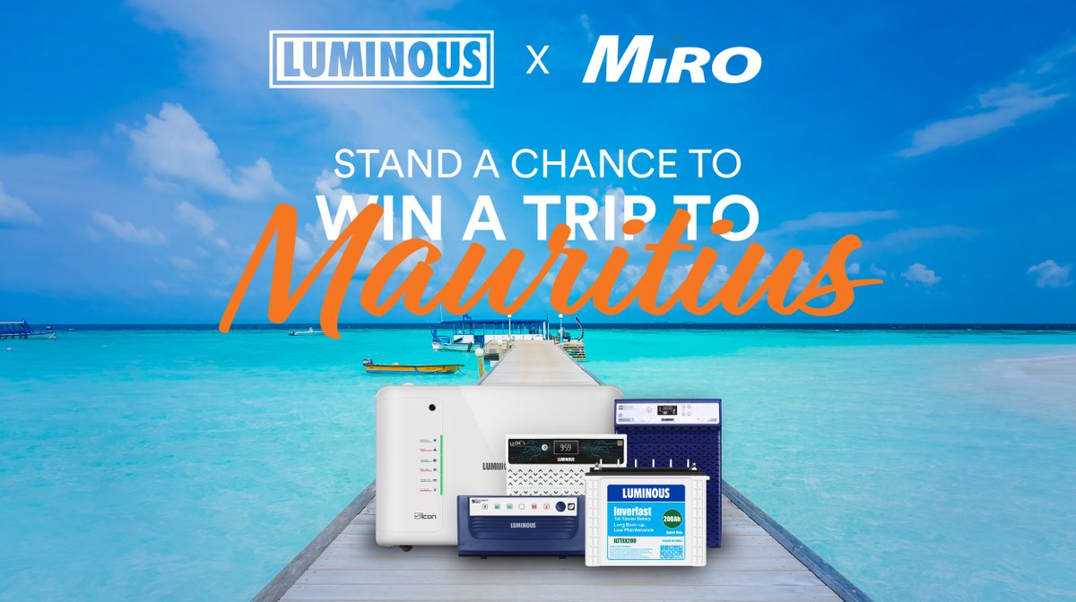 MiroDistributor's tweet image. Experience the ultimate getaway with our Luminous products!☀️ Buy any Luminous product for a chance to win a dream 5-day trip for two to Club Med Mauritius or take home R100,000 in cash. ⛱
Order your Luminous solutions online today at miro.co.za

T&apos;s &amp;amp; C&apos;s apply.