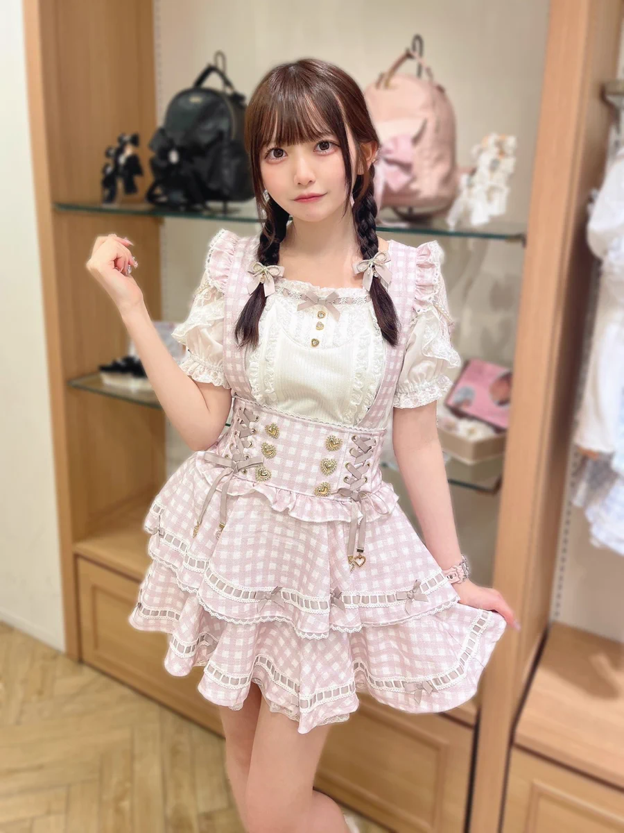 LIZLISA リズリサ はしごリボンギンガムティアードスカパン