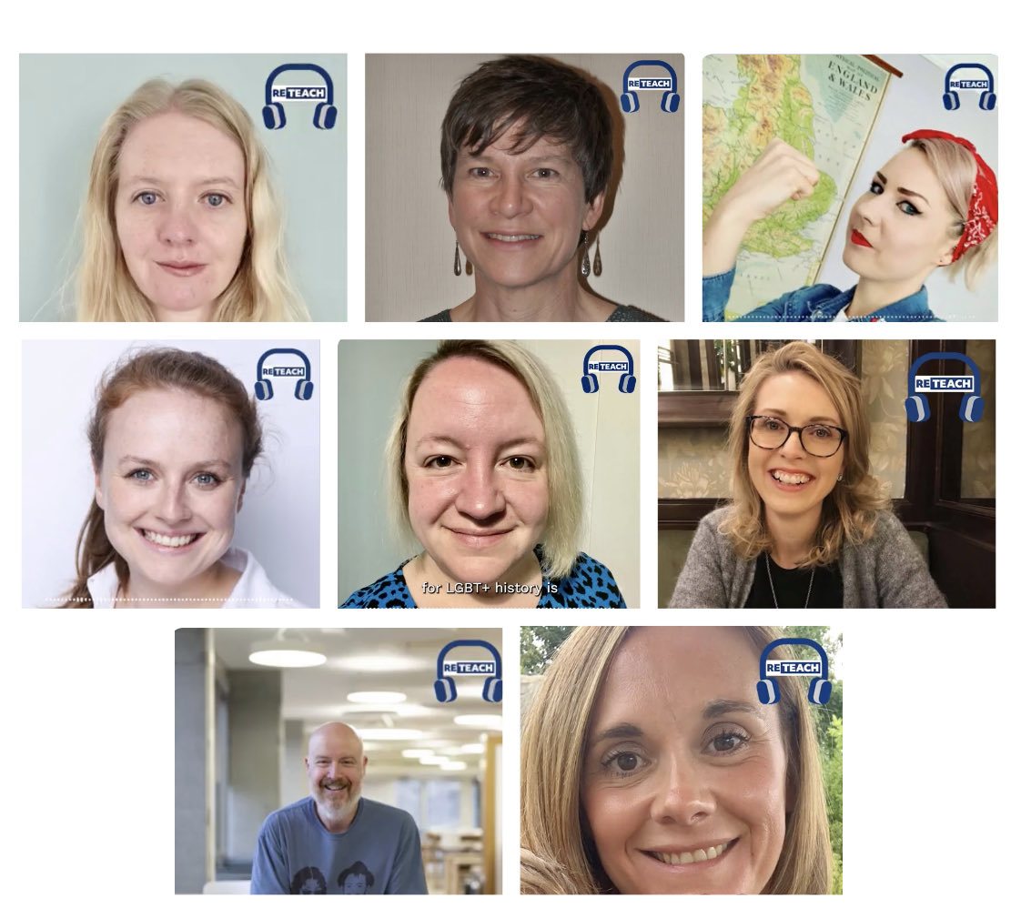 Celebrity squares! 🌟 These beauts (&amp; many more) have been guests on the ⁦<a href="/reteach_uk/">Reteach</a>⁩ History podcast. You can see &amp; hear them@all this weekend ⁦<a href="/1972SHP/">SHP</a>⁩ #Glasto for History Teachers ⁦<a href="/ALCS_UK/">ALCS</a>⁩ ⁦<a href="/thecursedchick/">Federica Fiorillo</a>⁩ ⁦have a listen 🎧 Series 3 🔜