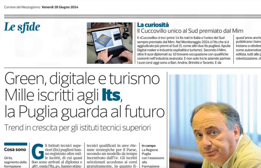 #puglia, la regione più vivace al #suditalia sul fronte degli Istituti tecnici superiori, scuole di formazione terziaria alternativa all’università, per creare tecnici qualificati in settori strategici.
Oggi nello Speciale #Università del #CorrieredelMezzogiorno