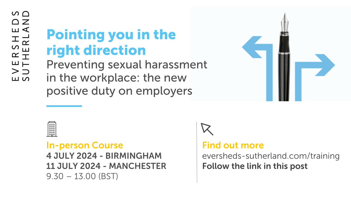 ESlawtraining's tweet photo. As we approach October 2024, new mandatory legal duties on proactive prevention of sexual harassment are due to set in, pushing employers to shake off complacency &amp; take active measures. Join our upcoming training course. Book now! https://t.co/1oJiJO0wzr @ESgloballaw #EmpLaw #HR https://t.co/d09guAQDXJ