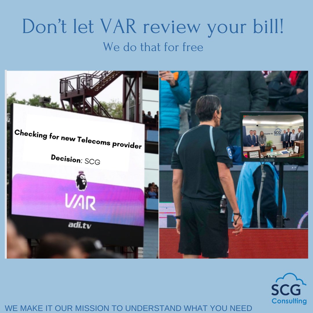 When was the last time you did an audit of your telecommunication bills? Don’t let VAR review your bill, we do that for free. Give us a call on 0345 620 0222 or email at office@scgconsulting.ukwhere one of our experts will make sure your bill isn’t offside. #euros2024