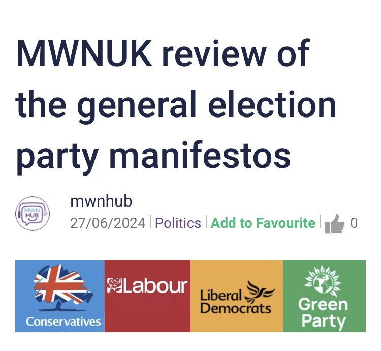 We have  scrutinised the general election manifestos of the political parties and focused on how  well the parties will address some of the issues important to minority ethnic women. Please read and share  : mwnhub.com/read-detail.ph…  #ukgeneralelection2024 #elections