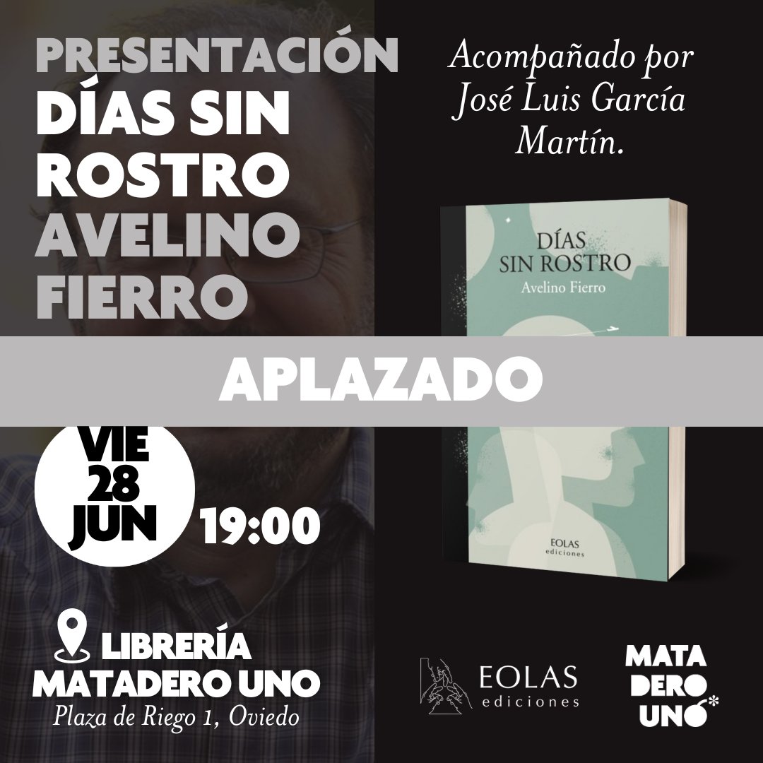 mataderounolib's tweet image. Avelino Fierro no podrá estar en Oviedo esta tarde por motivos de salud. Esperamos poder anunciar la nueva fecha muy pronto. Recupérate, amigo. 🖤

#avelinofierro #eolas #mataderouno #oviedo #uviéu #oviedoescultura