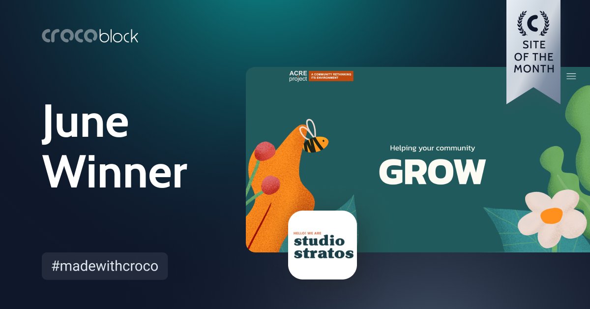 MRcrocoblock's tweet image. The June #SiteOfMonth winner is the stunning ACRE Project - acreproject.com, expertly designed by Studio Stratos. 🎉

#WordPress #JetPlugins #MadewithCroco