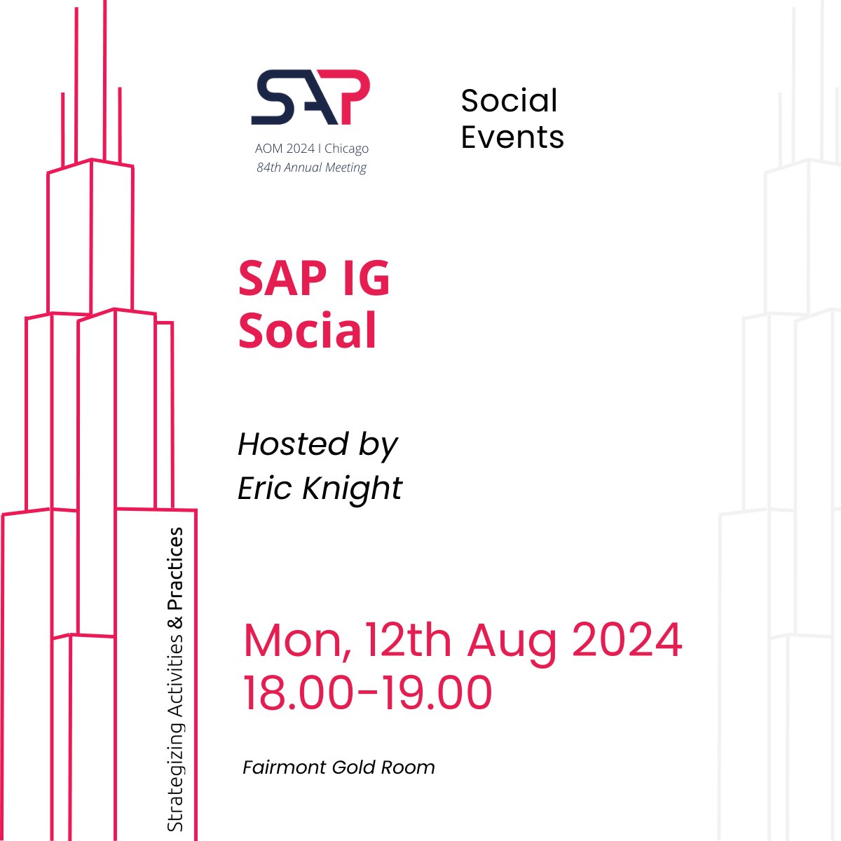 Eric Knight organizes SAP IG Social. Use this opportunity to mingle with your fellow scholars and finish off the conference day together.