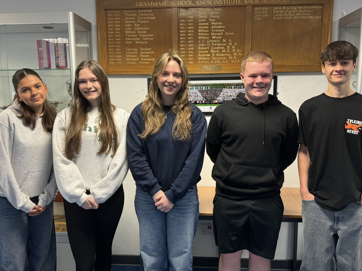 Knox Academy - Head Teacher (@knoxacademyht) on Twitter photo Congratulations to our pupils who were selected as our new Pupil Leadership Team <a href="/knoxacademy/">Knox Academy</a> . Our Head Pupils are Aimee and Rosie and Depute Head Pupils are Ruaridh, Thomas and Lucy. We look forward to them taking forward their manifestos over the next year. Congratulations to our pupils who were selected as our new Pupil Leadership Team <a href="/knoxacademy/">Knox Academy</a> . Our Head Pupils are Aimee and Rosie and Depute Head Pupils are Ruaridh, Thomas and Lucy. We look forward to them taking forward their manifestos over the next year.