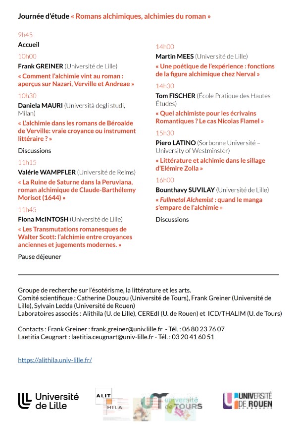 Tom Fischer (@tom_fischer_09) on Twitter photo Très heureux de participer à cette nouvelle journée d'étude <a href="/univ_lille/">Université de Lille</a>, afin de faire le point sur la place de l'alchimie dans le roman occidental ! Très heureux de participer à cette nouvelle journée d'étude <a href="/univ_lille/">Université de Lille</a>, afin de faire le point sur la place de l'alchimie dans le roman occidental !
