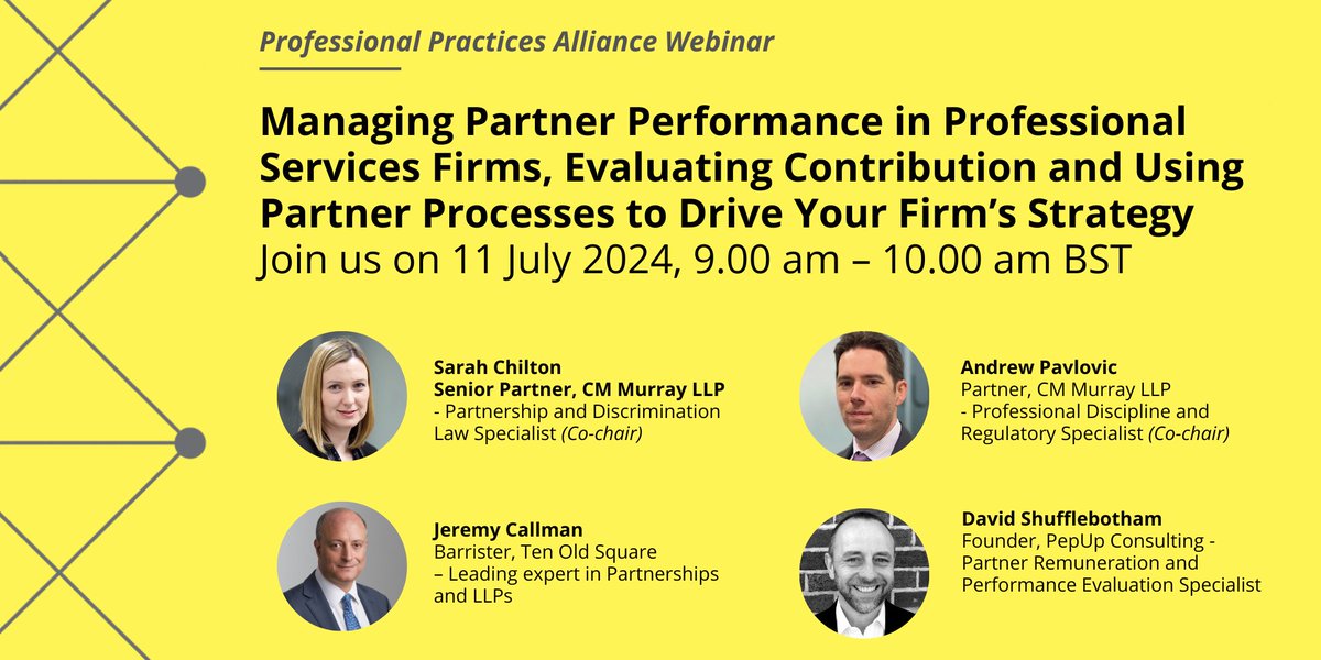 PartnershipAlln's tweet photo. Making decisions on partner remuneration and promotion can be hard - and this is the time of year when it all happens! Register for our webinar on 11 July:
https://t.co/lbD2ATWj2F
#ProfessionalServices #LawFirms #PartnerPerformance #Remuneration https://t.co/JjSfKxggYB