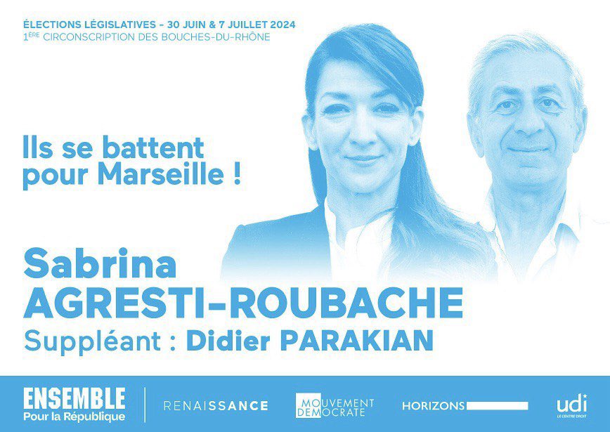 Dimanche, un seul bulletin - celui de <a href="/SabrinaRoubache/">Sabrina Agresti-Roubache</a> ! 

🗳️Nous comptons sur votre mobilisation. Pas une voix ne doit manquer. 

Pour Marseille, pour notre circonscription, pour vous. #Ensemble