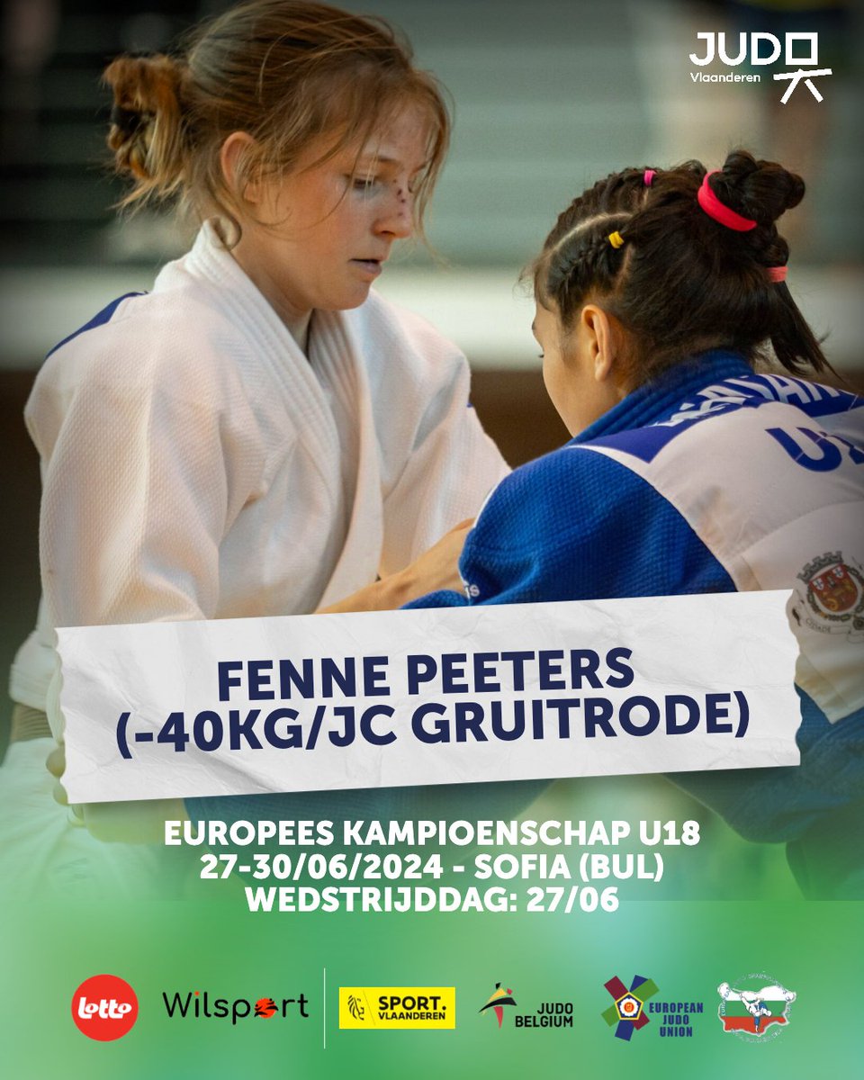Fenne Peeters (-40kg) &amp; Sverre De Witte (-50kg) uitgeschakeld in herkansingen op EK🥋 U18 in Sofia🇧🇬