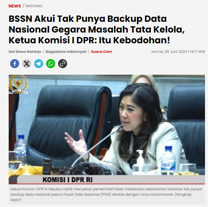 secgron's tweet photo. Kalau Kominfo, BSSN dan Telkom pintar, serangan ini seharusnya ga terjadi. Kalaupun terjadi, dalam waktu cepat seharusnya layanan publik udah kembali pulih.

Ini udahlah kena serangan, lumpuh berhari-hari lalu seluruh data dipastikan hilang. Udah tepat itu namanya goblok. https://t.co/ljrXcPmGT6